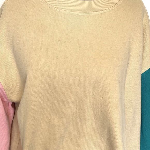 Forever 21 Sweatershirt Womens Size Medium Crop Cut Color Block Long Sleeve - Picture 5 of 13